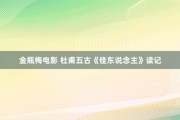 金瓶梅电影 杜甫五古《佳东说念主》读记