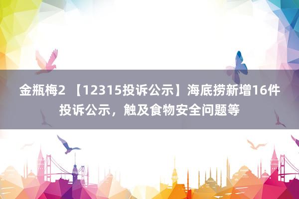 金瓶梅2 【12315投诉公示】海底捞新增16件投诉公示，触及食物安全问题等